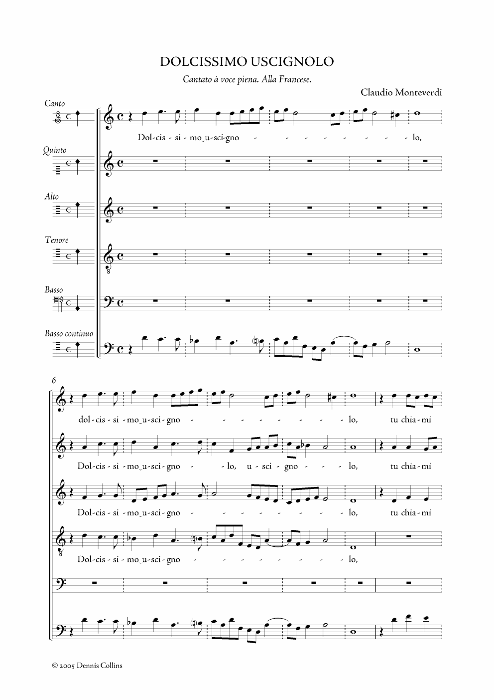 Claudio Monteverdi, Dolcissimo uscignolo